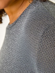 Roman Metallic Curve Glitter Chiffon Hem Tunic Top - Image 5 of 5
