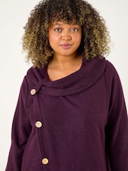 Roman Curve Cowl Neck Button Wrap Top - Imagen 4 de 5