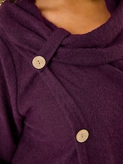 Roman Curve Cowl Neck Button Wrap Top - Imagen 5 de 5