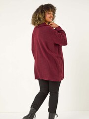 Roman Curve Cowl Neck Button Wrap Top - Image 3 of 5