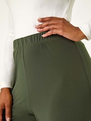 Roman Green Petite Elastic Waist Wide Leg Stretch Trousers - Image 5 of 5