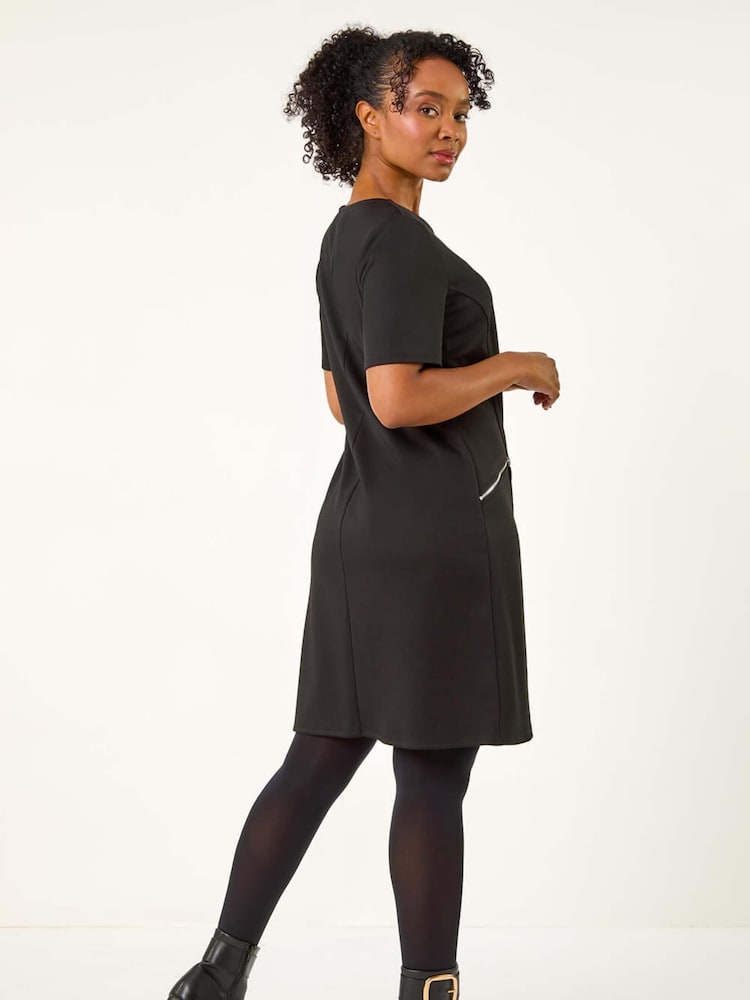 Buy Roman Black Petite Zip Detail Pocket Shift Dress from Next USA