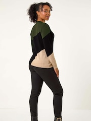 Roman Green Petite Colour Block Stripe Knit Jumper - Image 3 of 5