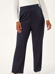 Roman Blue Petite Straight Leg Ponte Stretch Trousers - Image 4 of 5