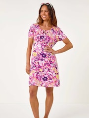 Roman Pink Petite Petite Floral Print Stretch Dress - Image 2 of 5