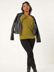Roman Green Petite Crochet Knit Jumper - Image 1 of 5