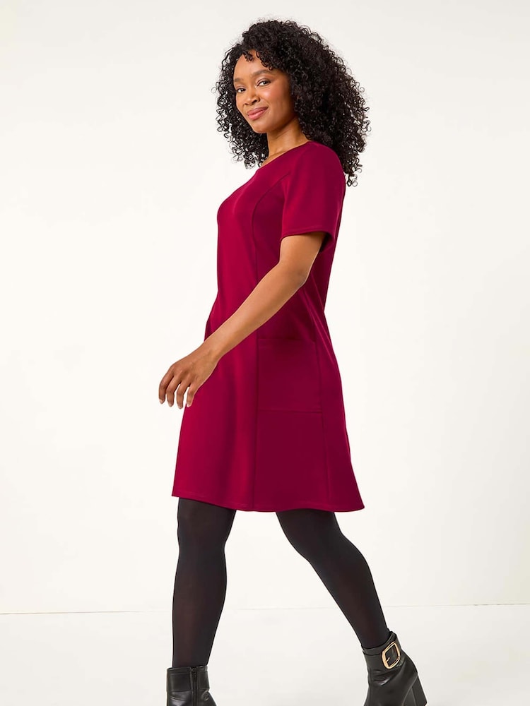 Roman Pink Petite A-Line Pocket Stretch Dress - Image 2 of 5