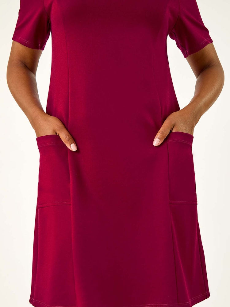 Roman Pink Petite A-Line Pocket Stretch Dress - Image 5 of 5