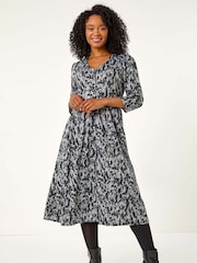 Roman Petite Floral Print Button Up Midi Dress - Imagen 1 de 5