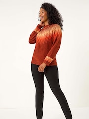 Roman Red Petite Diamond Print Jumper - Image 1 of 5