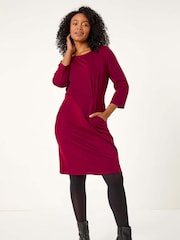 Roman Pink Petite Bodycon Pocket Stretch Dress - Image 1 of 5