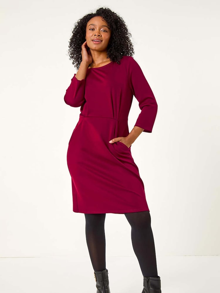 Roman Pink Petite Bodycon Pocket Stretch Dress - Image 1 of 5