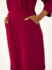 Roman Pink Petite Bodycon Pocket Stretch Dress - Image 5 of 5