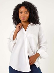 Roman White Petite 100% Cotton Button Up Pocket Shirt - Image 1 of 5