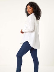 Roman White Petite 100% Cotton Button Up Pocket Shirt - Image 3 of 5