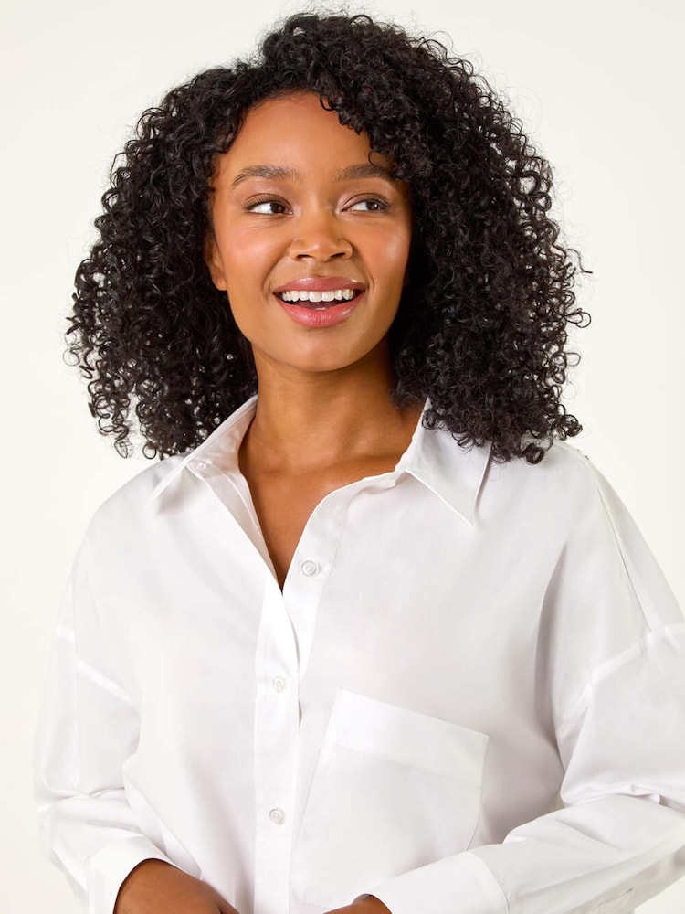 Roman White Petite 100% Cotton Button Up Pocket Shirt - Image 4 of 5