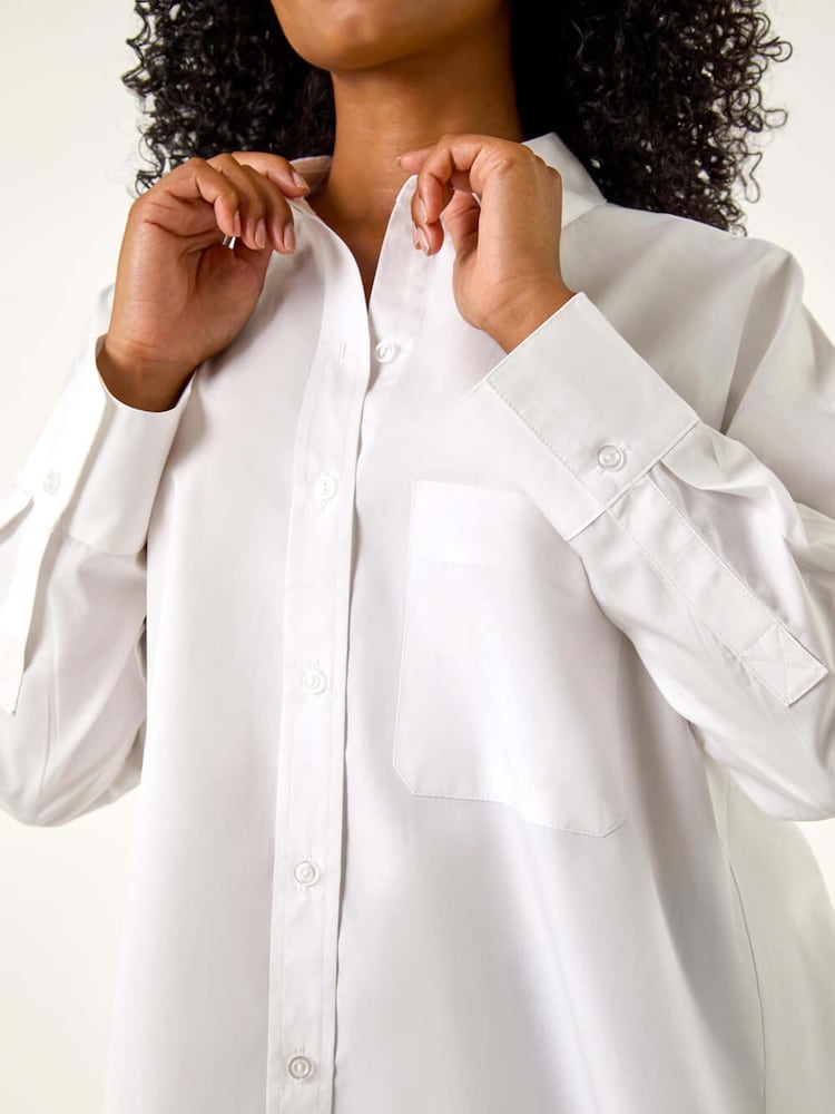 Roman White Petite 100% Cotton Button Up Pocket Shirt - Image 5 of 5