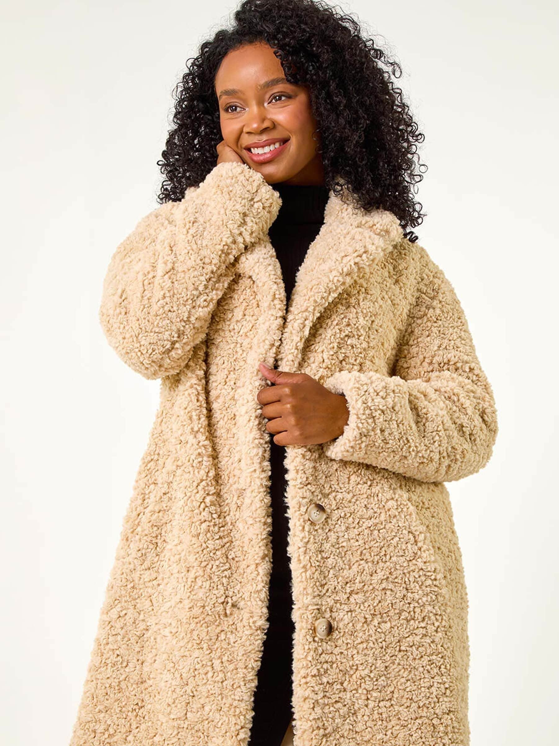 Buy Roman Natural Petite Teddy Longline Coat from the Next UK online shop