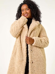 Roman Natural Petite Teddy Longline Coat - Image 4 of 5