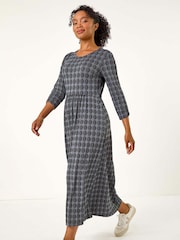 Roman Grey Petite Geometric Spot Midi Dress - Image 2 of 5