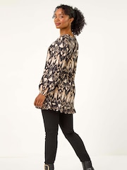 Roman Black Petite Frill Hem Top - Image 2 of 5