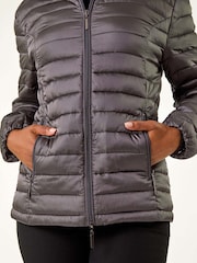 Roman Grey Petite Quilted Hooded Puffer Coat - Image 5 of 5