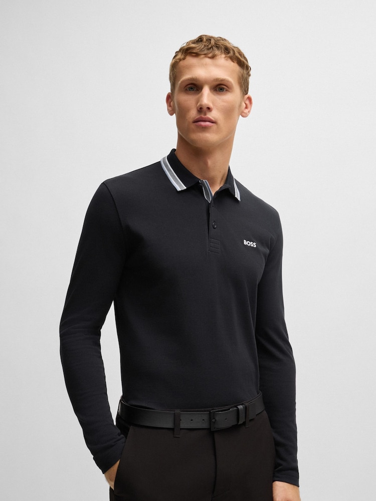 BOSS 100% Cotton Piqué Contrast Logo Polo Shirt - صورة 1 من 5
