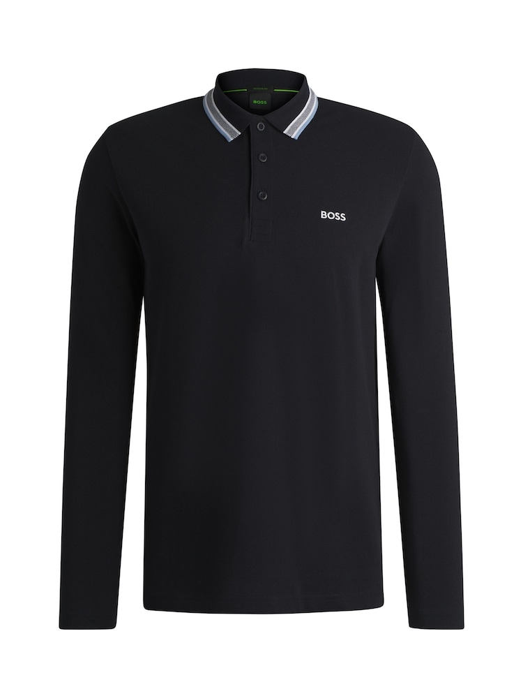 BOSS 100% Cotton Piqué Contrast Logo Polo Shirt - صورة 5 من 5