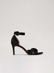 Phase Eight Black Velvet Plaited Strappy Sandals - Image 1 of 7