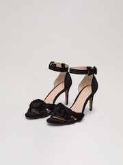 Phase Eight Black Velvet Plaited Strappy Sandals - Image 2 of 7