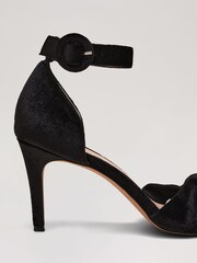 Phase Eight Black Velvet Plaited Strappy Sandals - Image 3 of 7