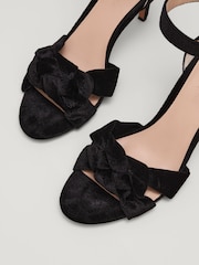 Phase Eight Black Velvet Plaited Strappy Sandals - Image 4 of 7