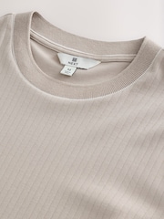 Neutral Ribbed Textured 100% Cotton T-Shirt - Image 8 of 9