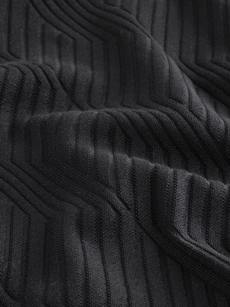Black Slim Fit Smart Textured T-Shirt - Image 7 of 8