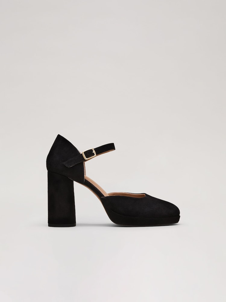 Phase Eight Black Suede Closed Toe Platform Shoes - Image 1 of 7