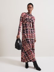 Phase Eight Black Harrie Dogtooth Colourful Jersey Dress - Image 1 of 7