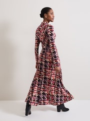 Phase Eight Black Harrie Dogtooth Colourful Jersey Dress - Image 2 of 7