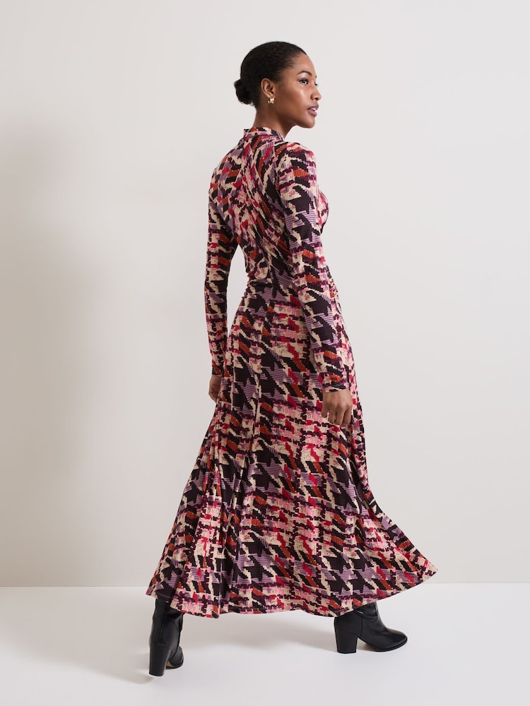Phase Eight Black Harrie Dogtooth Colourful Jersey Dress - Image 2 of 7