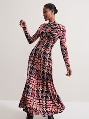 Phase Eight Black Harrie Dogtooth Colourful Jersey Dress - Image 3 of 7