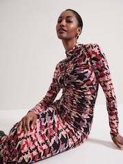 Phase Eight Black Harrie Dogtooth Colourful Jersey Dress - Image 5 of 7