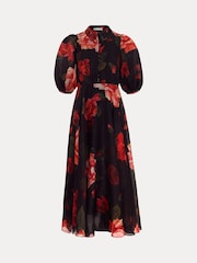 Phase Eight Black Cilla Floral Shirt Midi Dress - Image 10 of 10
