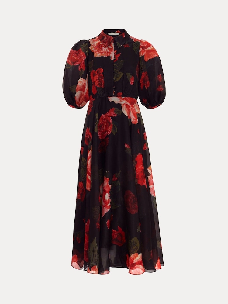 Phase Eight Black Cilla Floral Shirt Midi Dress - Image 10 of 10