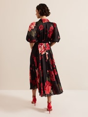 Phase Eight Black Cilla Floral Shirt Midi Dress - Image 5 of 10