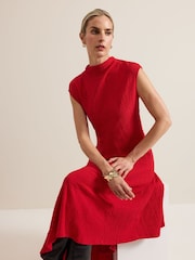 Phase Eight Red Ofelia Jersey Textured Dress - Image 6 of 7