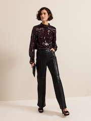Phase Eight Red Hannah High Neck Sequin Top - Image 3 of 7