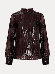 Phase Eight Red Hannah High Neck Sequin Top - Image 7 of 7