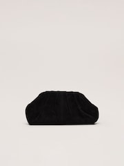 Phase Eight Black Suede Pouch Clutch Bag - Image 1 of 7