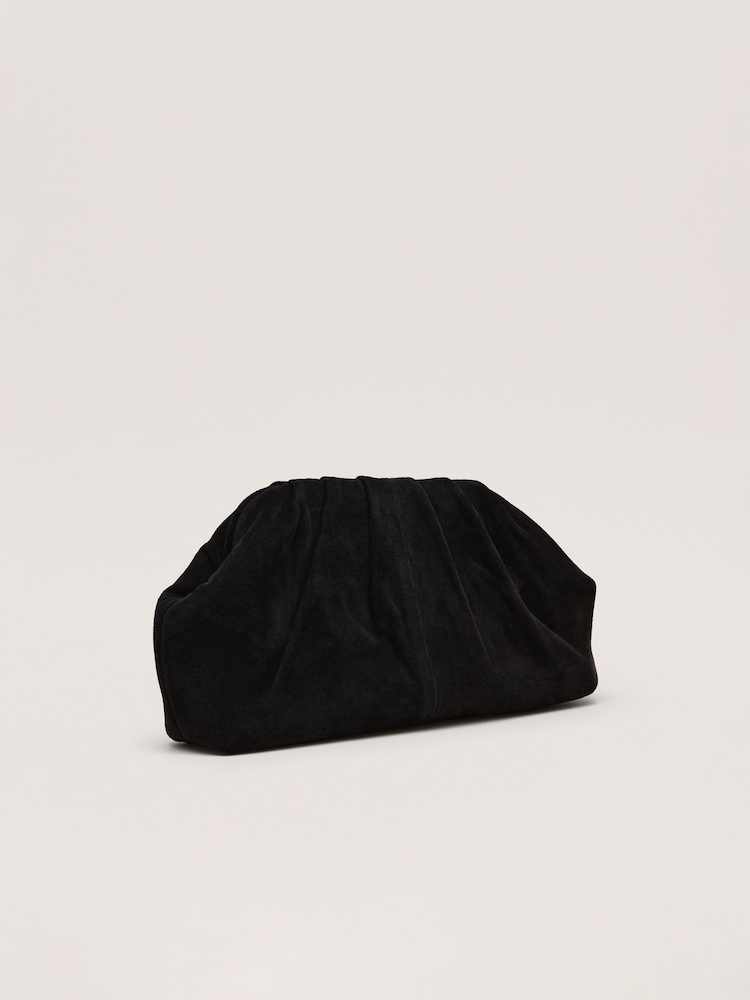 Phase Eight Black Suede Pouch Clutch Bag - Image 2 of 7