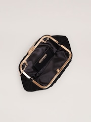 Phase Eight Black Suede Pouch Clutch Bag - Image 3 of 7