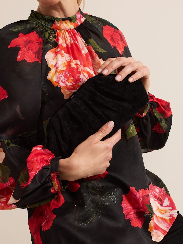 Phase Eight Black Suede Pouch Clutch Bag - Image 7 of 7